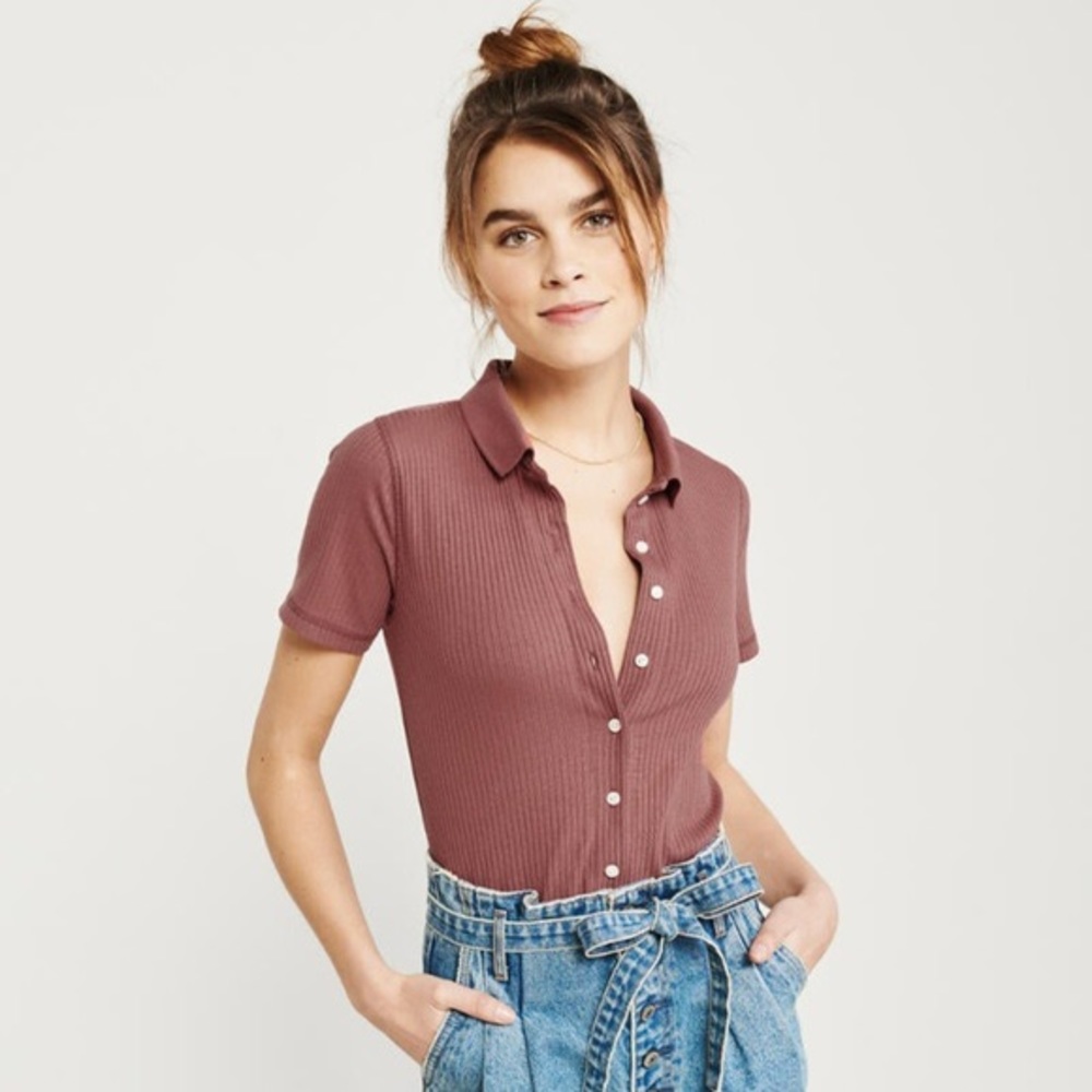 Abercrombie & Fitch Ribbed Button-up Polo